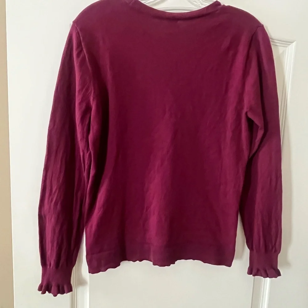 J. Crew Women's Plum Long Sleeve Sweater with Button Detail Size Small